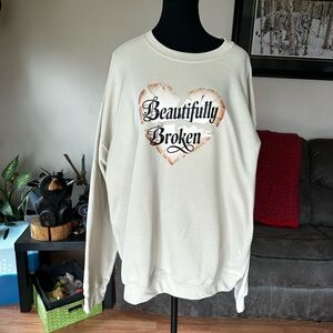 Golden Beautifully Broken Heart Graphic Sweatshirt. PTP 27